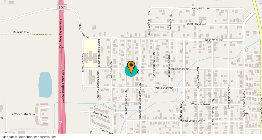 Map showing Third Baptist West Frankfort near West 6th Street and North Van Buren Street.